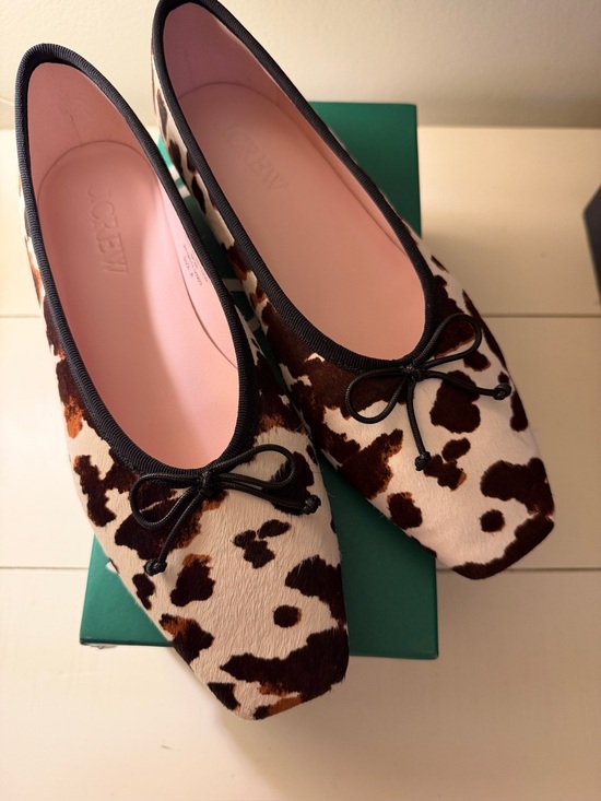 J. Crew Shoes - J. Crew Cow-Print Ballet Flats in Brown and White size 8